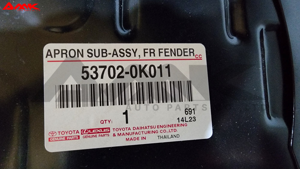 TOYOTA APRON SUB-ASSY, FR FENDER, LH 53702-0K011