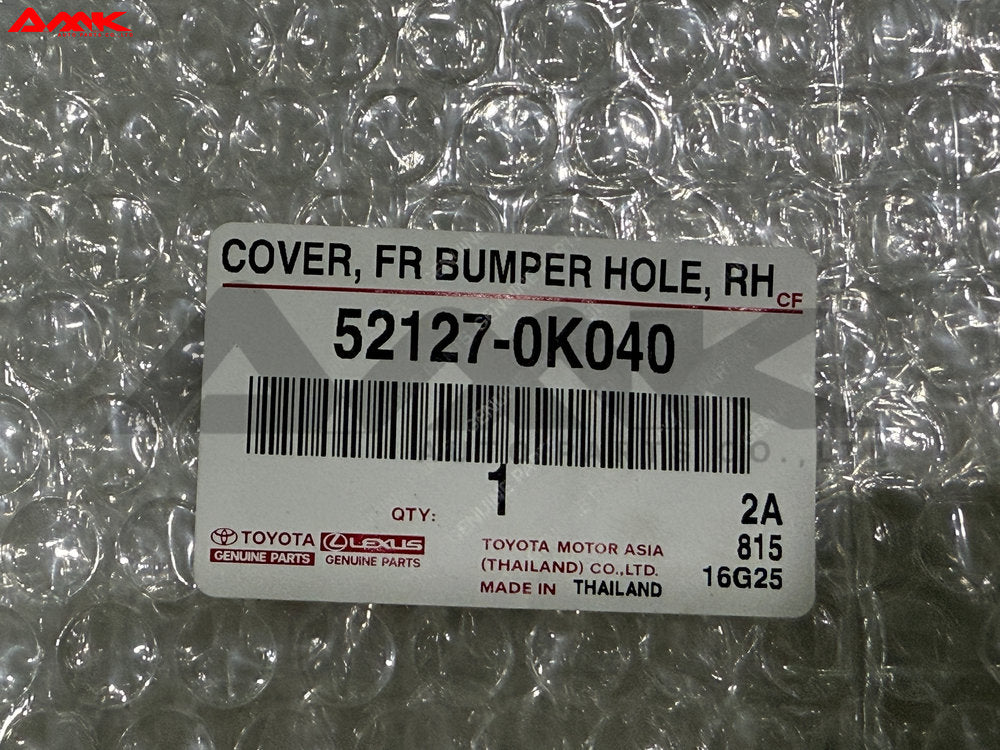 TOYOTA COVER, FR BUMPER HOLE, RH 52127-0K040