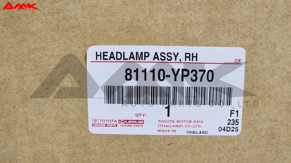 TOYOTA HEADLAMP ASSY, RH 81110-YP370
