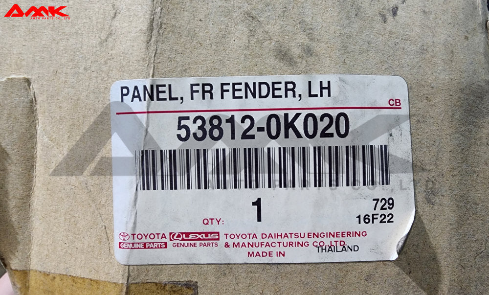 TOYOTA PANEL, FR FENDER, LH 53812-0K020