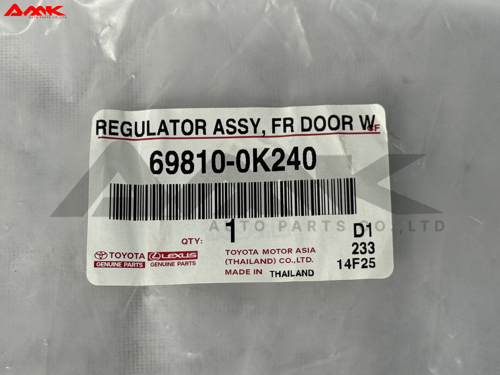 TOYOTA REGULATOR ASSY, FR DOOR WINDOW, RH 69810-0K240