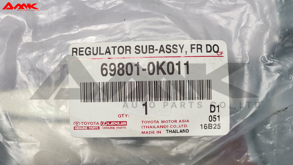 TOYOTA REGULATOR SUB-ASSY, FR DOOR 69801-0K011