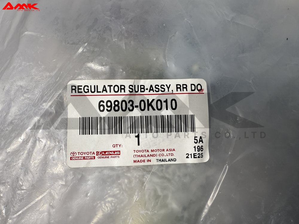 TOYOTA REGULATOR SUB-ASSY, RR DOOR PWR WDO, RH 69803-0K010