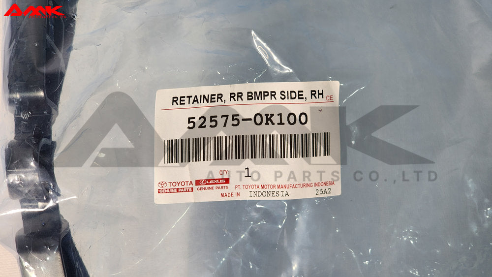 TOYOTA RETAINER, RR BUMPER SIDE, RH 52575-0K100