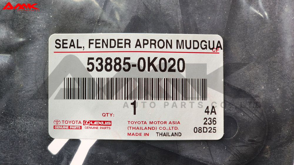 TOYOTA SEAL, FENDER APRON MUDGUARD 53885-0K020