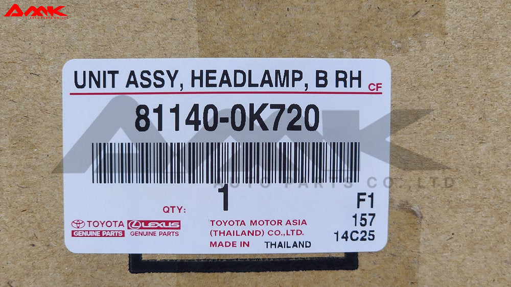 TOYOTA UNIT ASSY, HEADLAMP, B RH 81140-0K720