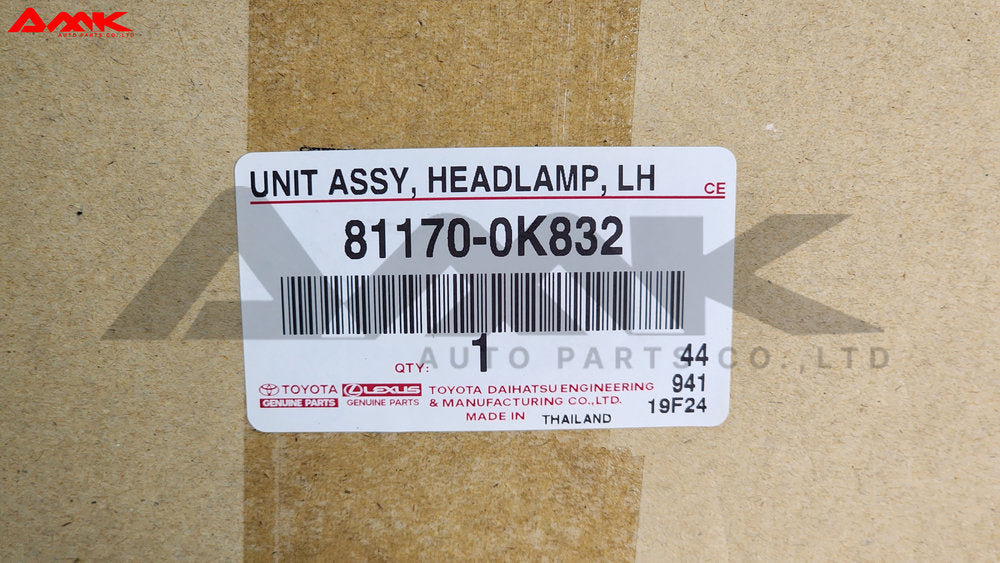 TOYOTA UNIT ASSY, HEADLAMP, LH 81170-0K832