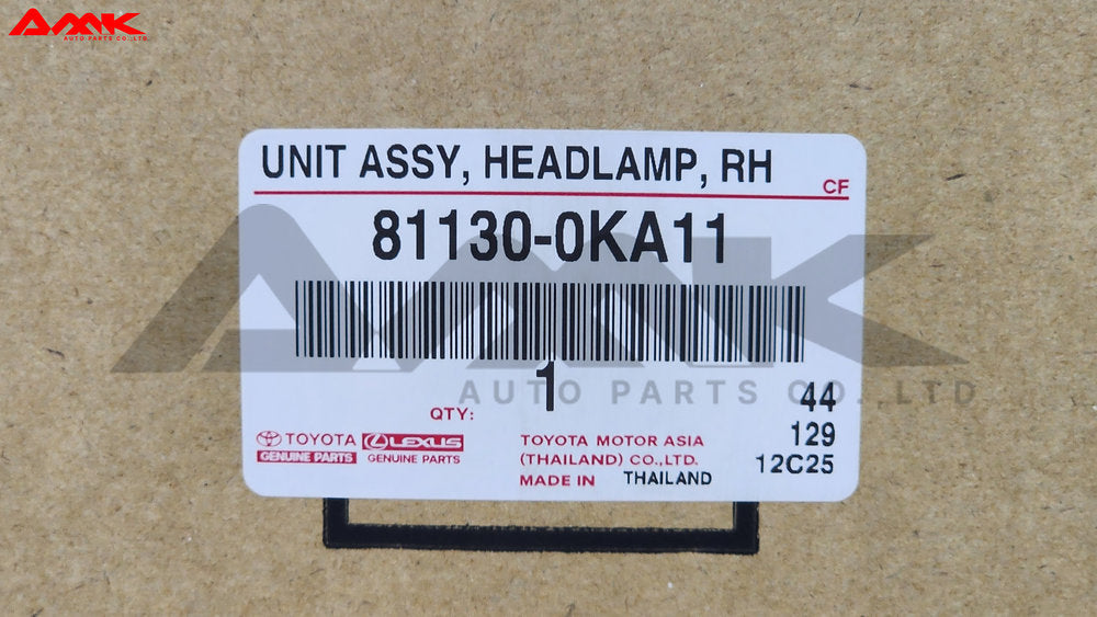 TOYOTA UNIT ASSY, HEADLAMP, RH 81130-0KA11