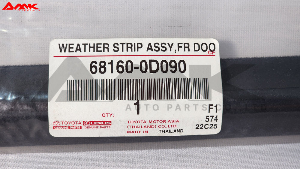 TOYOTA WEATHERSTRIP ASSY, FR DOOR 68160-0D090