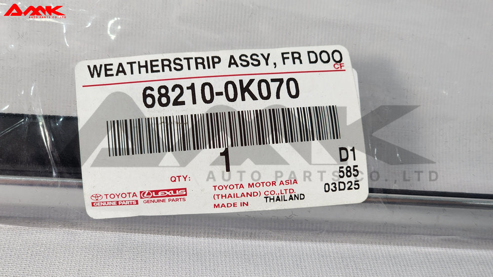 TOYOTA WEATHERSTRIP ASSY, FR DOOR GLASS, OUT LH 68210-0K070