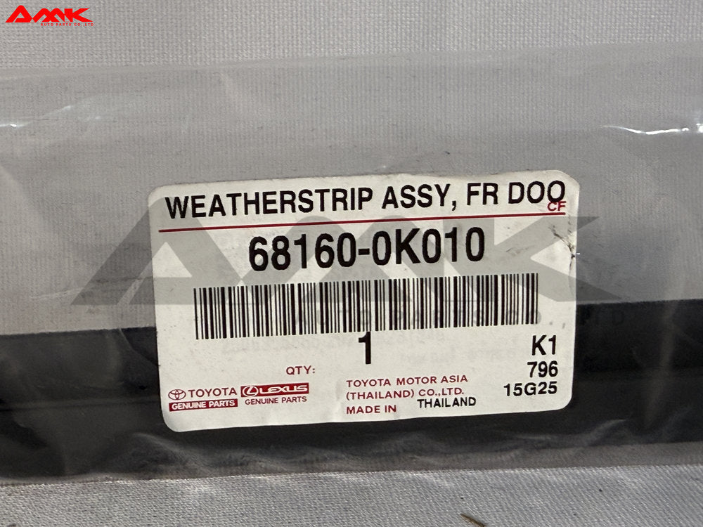 TOYOTA WEATHERSTRIP ASSY, FR DOOR GLASS, OUT RH 68160-0K010