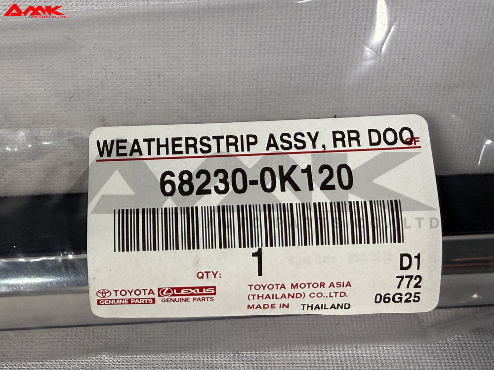 TOYOTA WEATHERSTRIP ASSY, REAR DOOR GLASS 68230-0K120