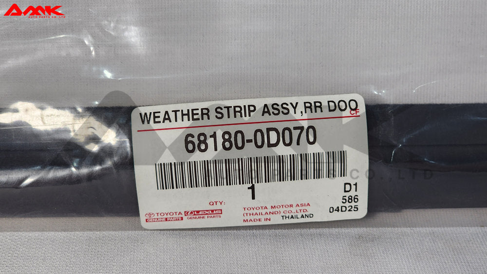 TOYOTA WEATHERSTRIP ASSY, RR DOOR 68180-0D070