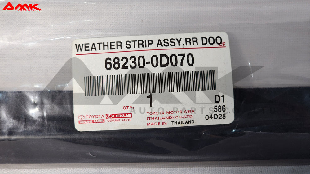 TOYOTA WEATHERSTRIP ASSY, RR DOOR 68230-0D070