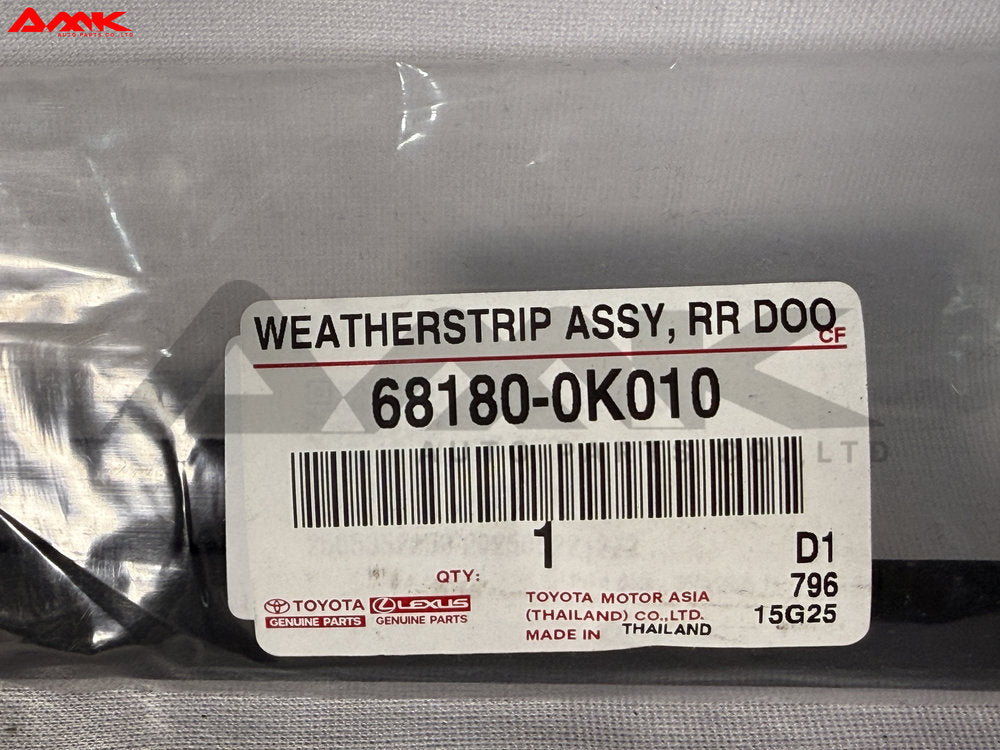 TOYOTA WEATHERSTRIP ASSY, RR DOOR GLASS, OUT RH 68180-0K010