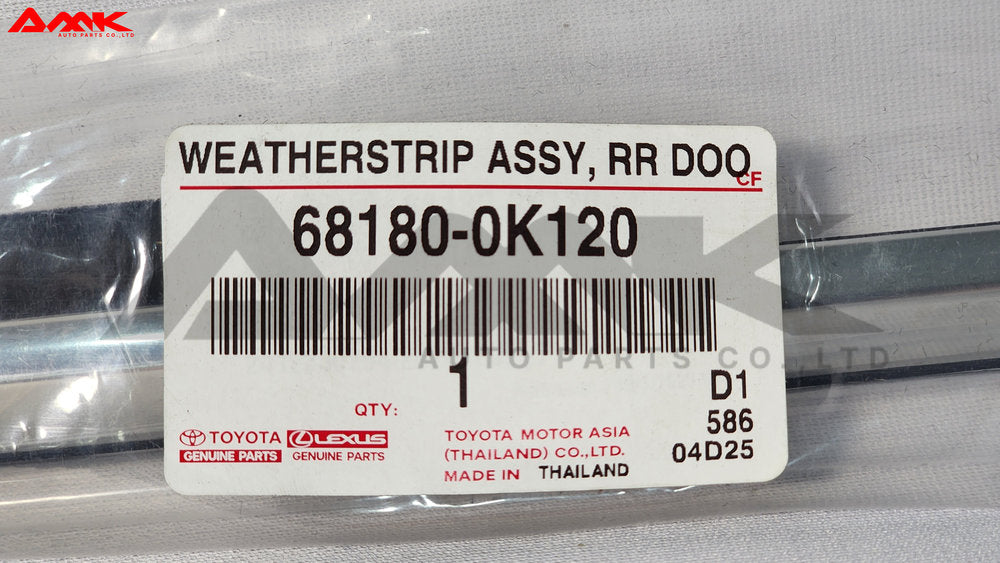 TOYOTA WEATHERSTRIP ASSY, RR DOOR GLASS, OUT RH 68180-0K120