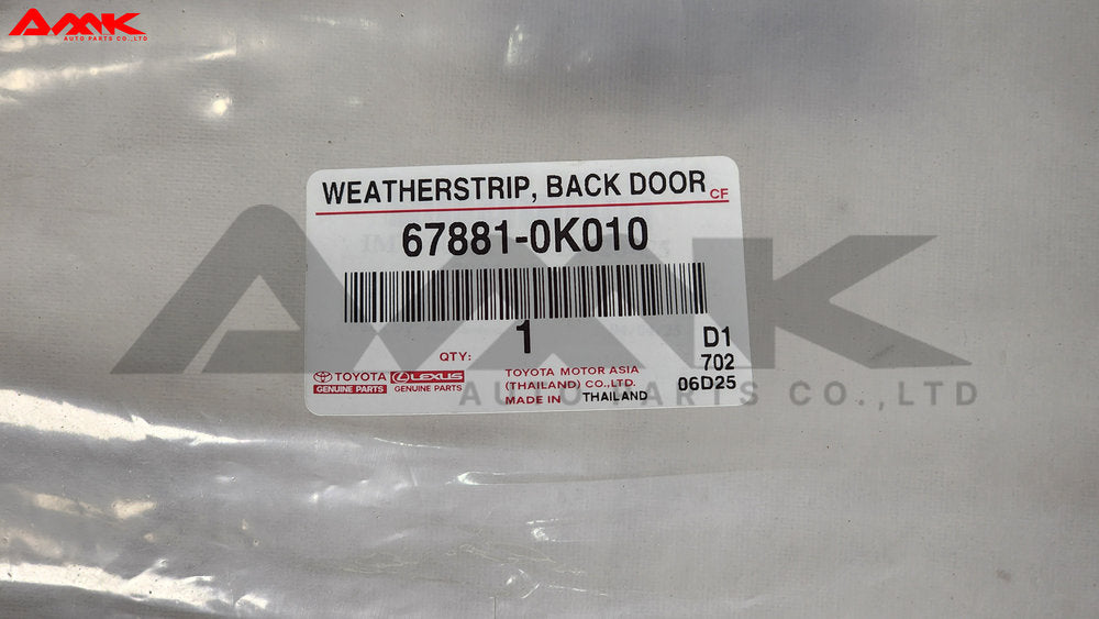TOYOTA WEATHERSTRIP, BACK DOOR 67881-0K010