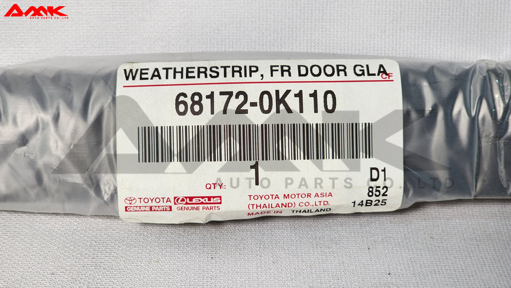 TOYOTA WEATHERSTRIP, FR DOOR GLASS, INNER LH 68172-0K110