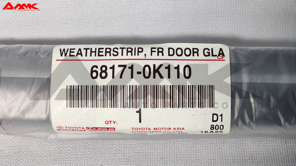 TOYOTA WEATHERSTRIP, FR DOOR GLASS, INNER RH 68171-0K110