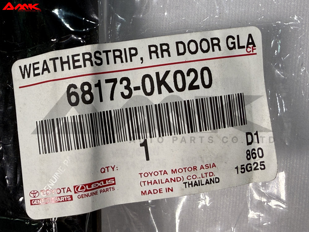 TOYOTA WEATHERSTRIP, REAR DOOR GLASS 68173-0K020