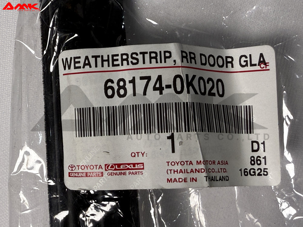 TOYOTA WEATHERSTRIP, REAR DOOR GLASS 68174-0K020