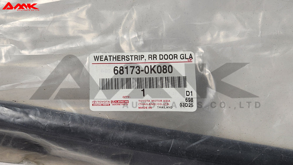 TOYOTA WEATHERSTRIP, RR DOOR GLASS, INNER RH 68173-0K080