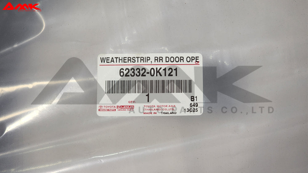 TOYOTA WEATHERSTRIP, RR DOOR OPENING TRIM, LH 62332-0K121
